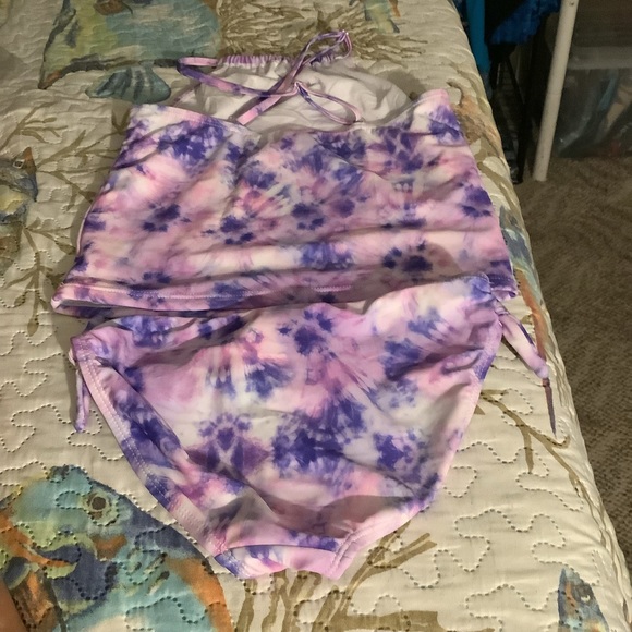Pink Flamingo tankini tied dyed purple Lg 10/12 great for boating pool b… - Picture 14 of 14